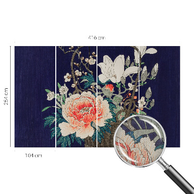 Peel and stick wall mural for living room with a flower basket design