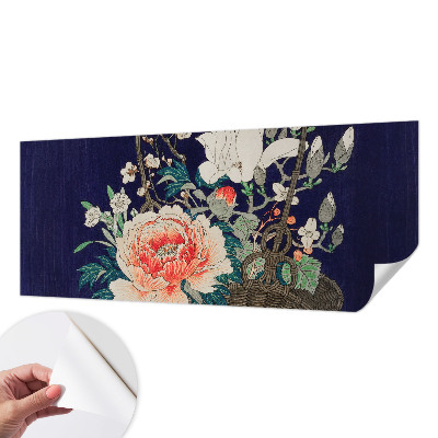 Peel and stick wall mural for living room with a flower basket design