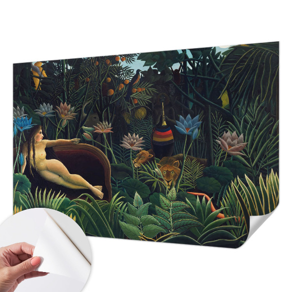 Peel and stick wall mural for bedroom with an exotic jungle design