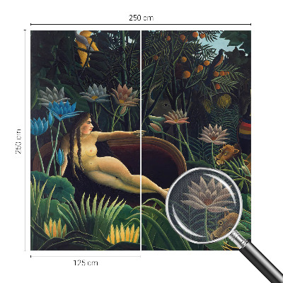 Peel and stick wall mural for bedroom with an exotic jungle design