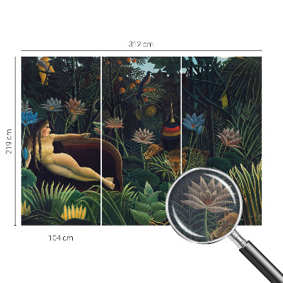 Peel and stick wall mural for bedroom with an exotic jungle design