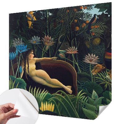 Peel and stick wall mural for bedroom with an exotic jungle design