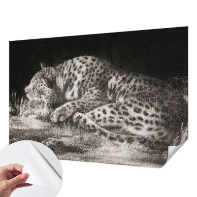 3D photo wallpaper mural with a resting leopard motif