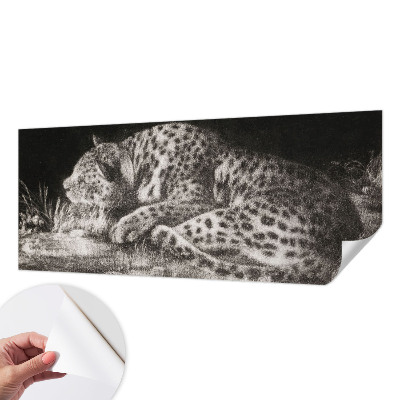 3D photo wallpaper mural with a resting leopard motif
