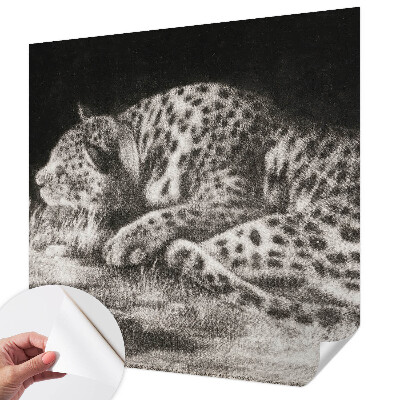 3D photo wallpaper mural with a resting leopard motif