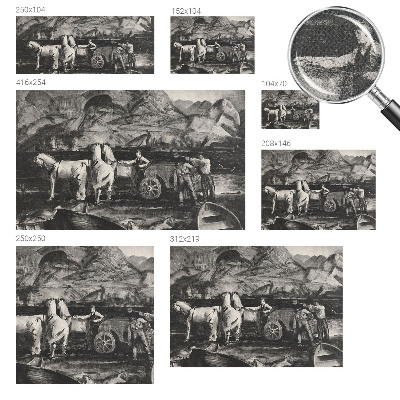 Children's wall mural with a village scene