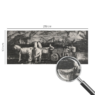 Children's wall mural with a village scene