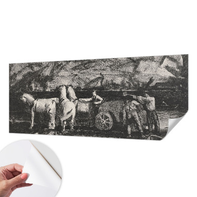 Children's wall mural with a village scene