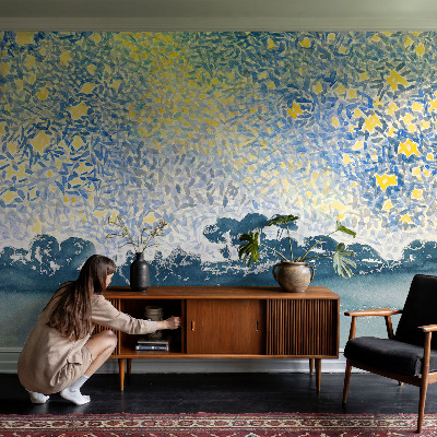Baby room wall mural with a star abstract design