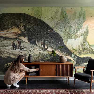 Peel and stick wall mural featuring a sea gigantism design
