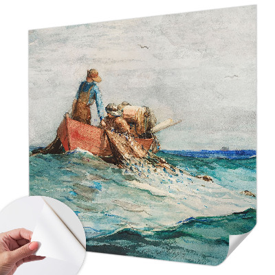 Self-adhesive wall mural with a sea expedition motif