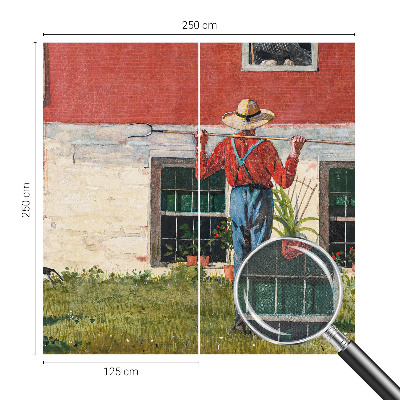Self-adhesive photo wallpaper with a village scene