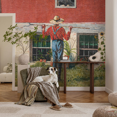 Self-adhesive photo wallpaper with a village scene