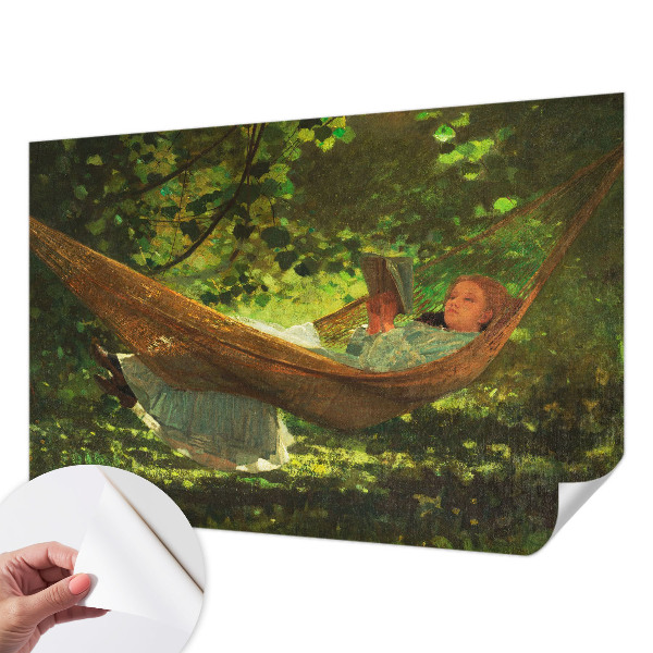 Stick-on wall mural featuring a relaxing hammock scene