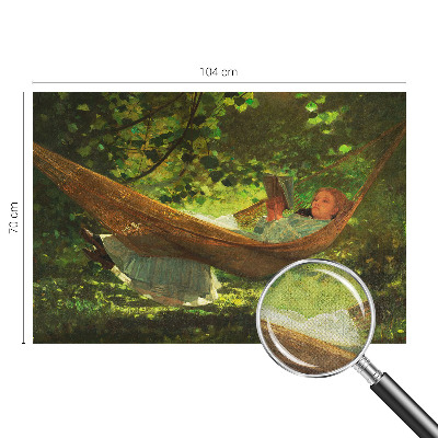 Stick-on wall mural featuring a relaxing hammock scene