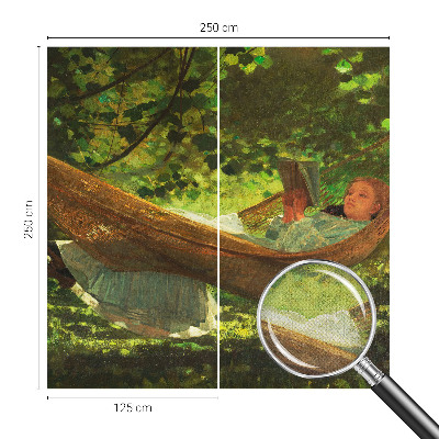 Stick-on wall mural featuring a relaxing hammock scene