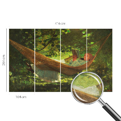 Stick-on wall mural featuring a relaxing hammock scene