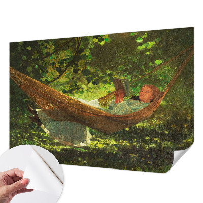 Stick-on wall mural featuring a relaxing hammock scene