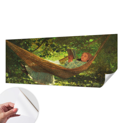 Stick-on wall mural featuring a relaxing hammock scene