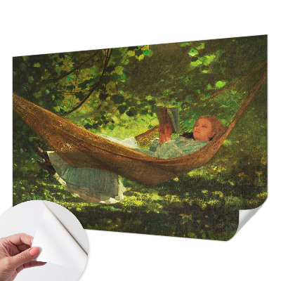 Stick-on wall mural featuring a relaxing hammock scene