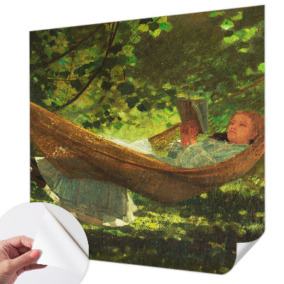 Stick-on wall mural featuring a relaxing hammock scene