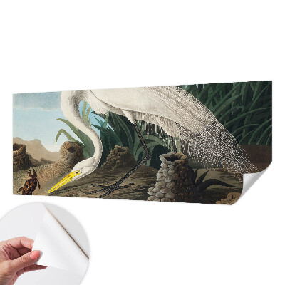 Removable wall mural featuring a majestic heron