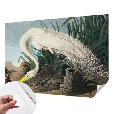 Removable wall mural featuring a majestic heron