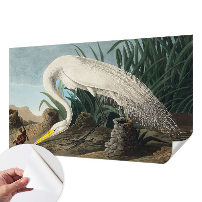Removable wall mural featuring a majestic heron