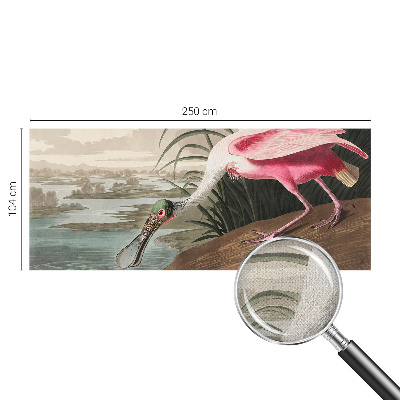 Removable wall mural wallpaper with an exotic bird motif