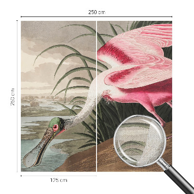 Removable wall mural wallpaper with an exotic bird motif