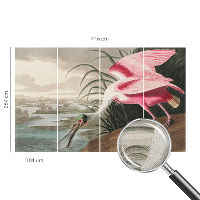 Removable wall mural wallpaper with an exotic bird motif