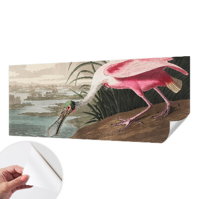 Removable wall mural wallpaper with an exotic bird motif
