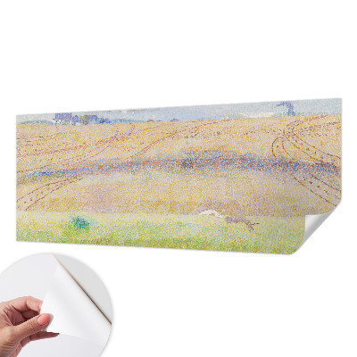Peel and stick wall mural for living room with a summer field design