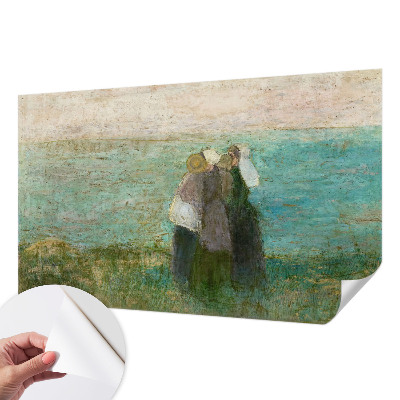 Peel and stick wall mural for bedroom with a seaside reflection design