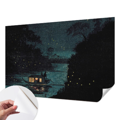 3D photo wallpaper mural with evening lights design