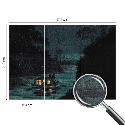 3D photo wallpaper mural with evening lights design