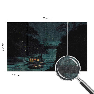 3D photo wallpaper mural with evening lights design