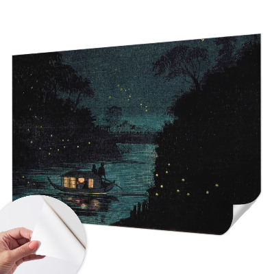 3D photo wallpaper mural with evening lights design