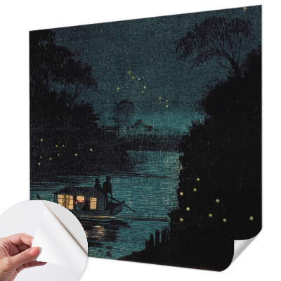 3D photo wallpaper mural with evening lights design