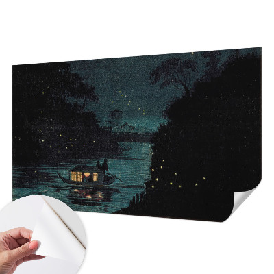 3D photo wallpaper mural with evening lights design