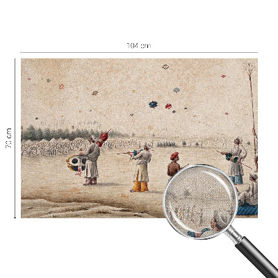 Nursery wall mural with a design of soaring kites