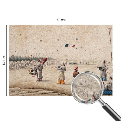 Nursery wall mural with a design of soaring kites