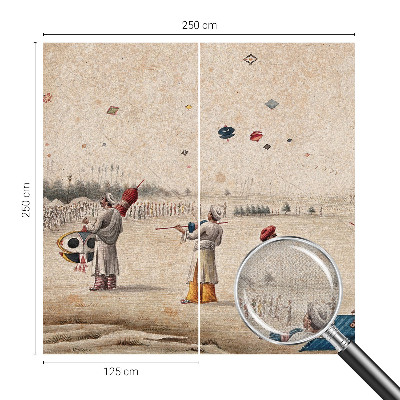 Nursery wall mural with a design of soaring kites
