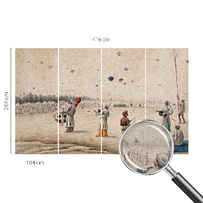 Nursery wall mural with a design of soaring kites
