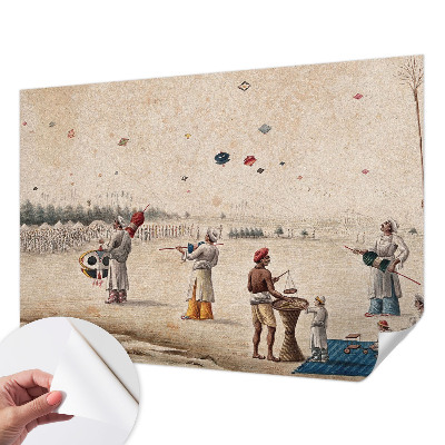 Nursery wall mural with a design of soaring kites