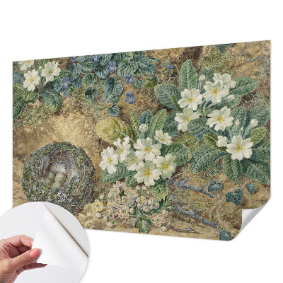 Children's wall mural with a spring composition