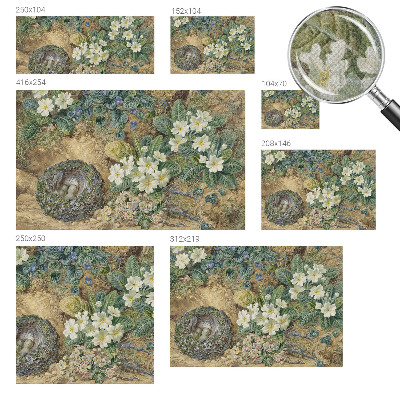 Children's wall mural with a spring composition