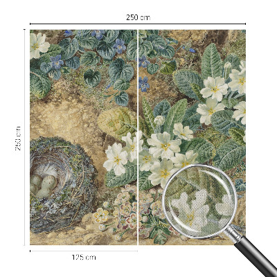 Children's wall mural with a spring composition
