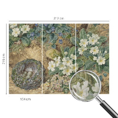 Children's wall mural with a spring composition