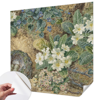 Children's wall mural with a spring composition